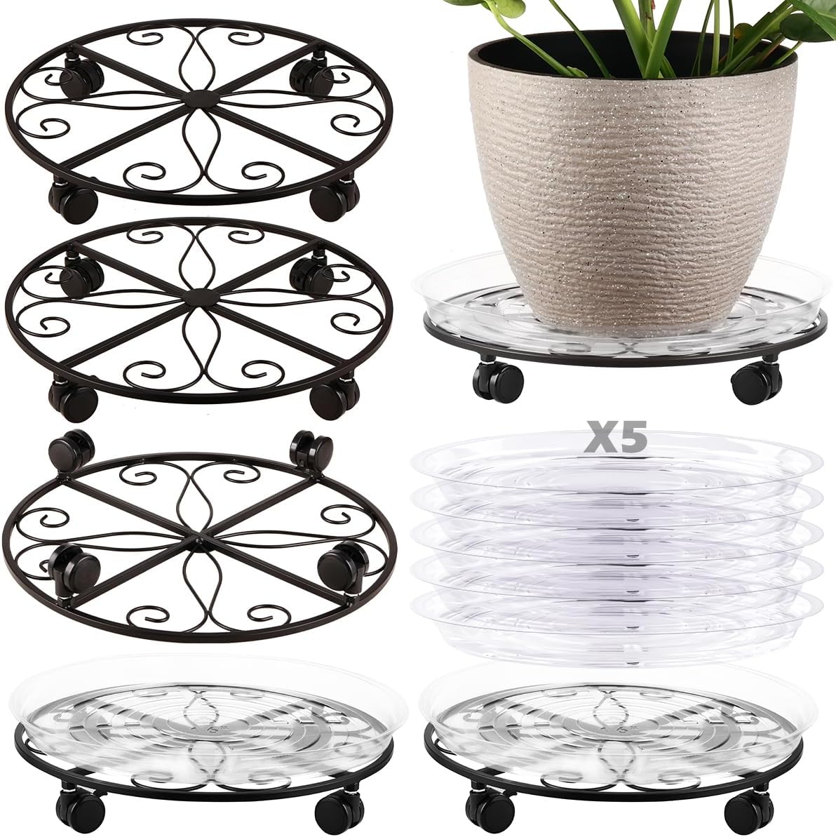 Heavy Duty Plant Caddy with Wheels for Easy Indoor Movement