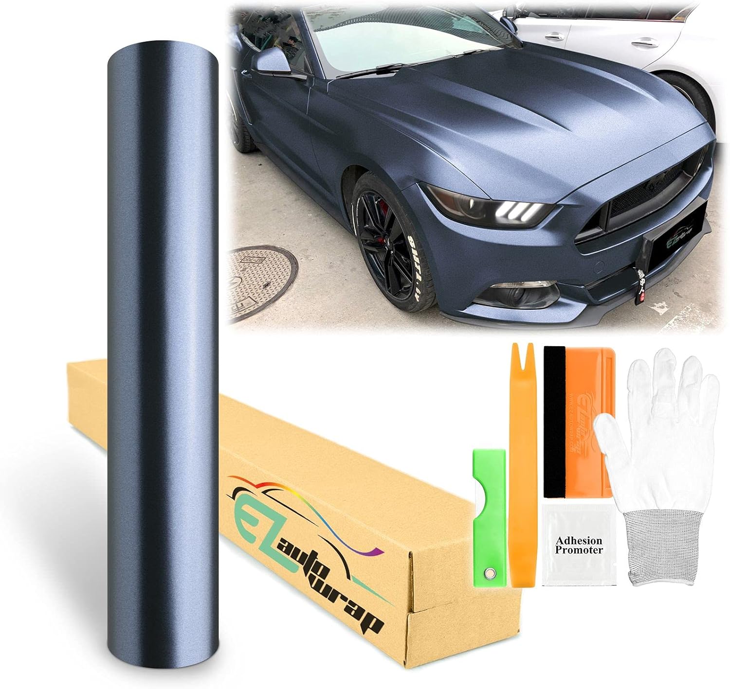 60inx420in Thundercloud Blue Matte Metallic Vinyl Wrap for Cars