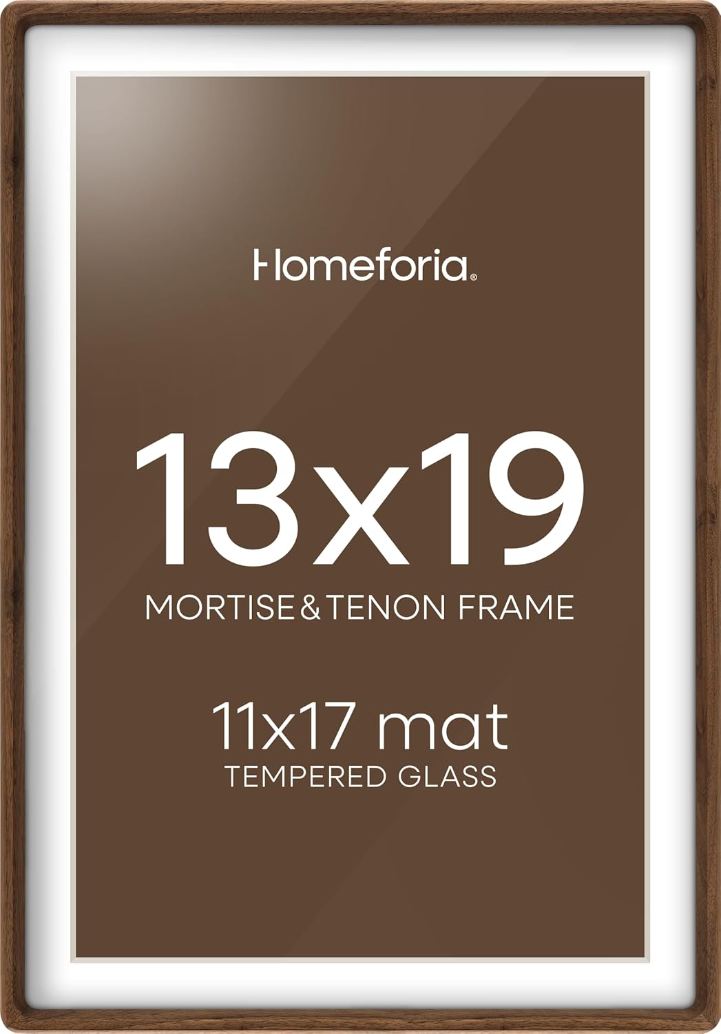Homeforia 13x19 Picture Frame in Brown Wood for Art Display