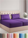 Split King Size 5 Piece Sheet Set Purple - Cooling Brushed Microfiber