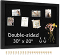 Double-Sided Black Cork Board with Linen 30in x 20in - Versatile Wall