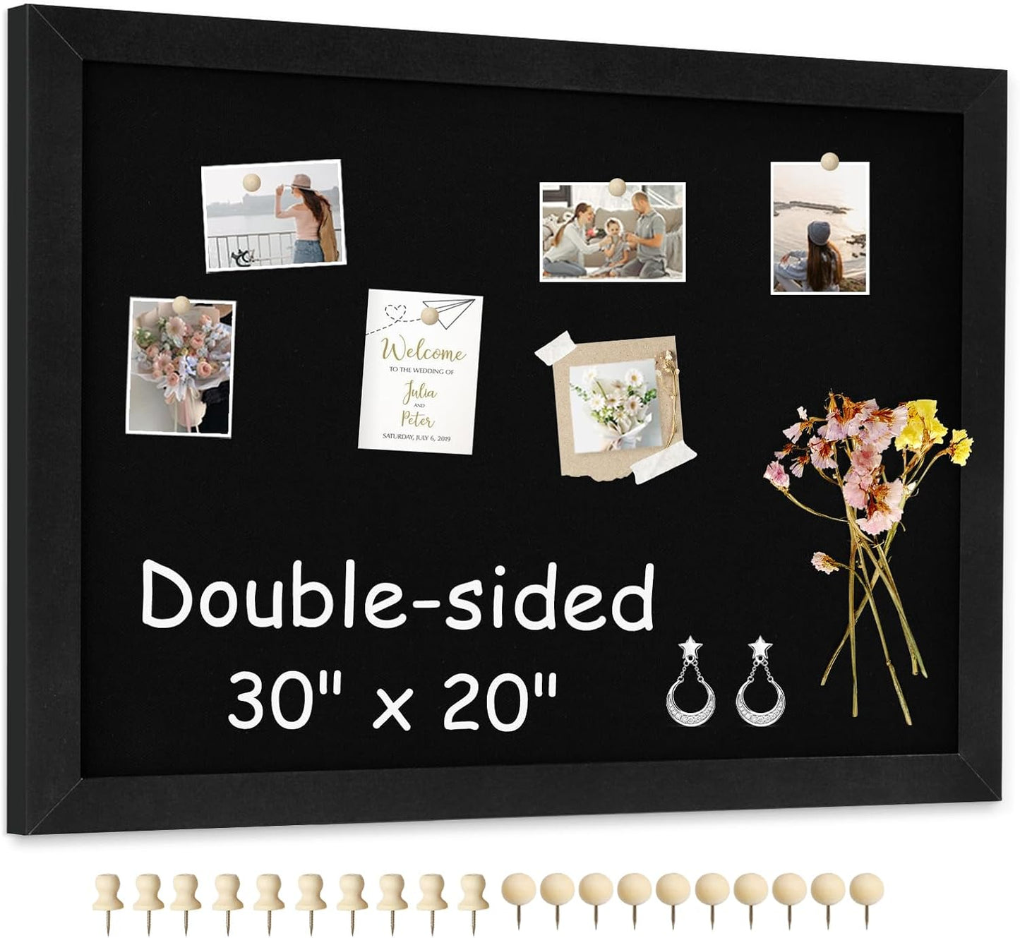 Double-Sided Black Cork Board for Home, Office, and School Use