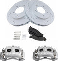 Front Performance Brake Pad & Rotor Kit with Calipers - Smooth