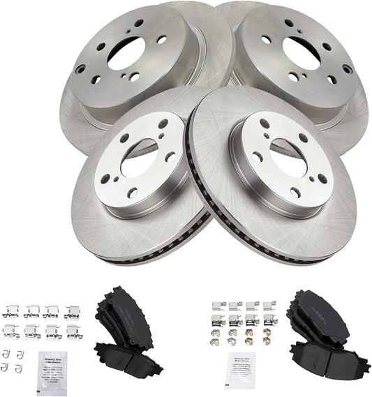 TRQ Front & Rear Brake Pad and Rotor Kit for Prius V Vehicles