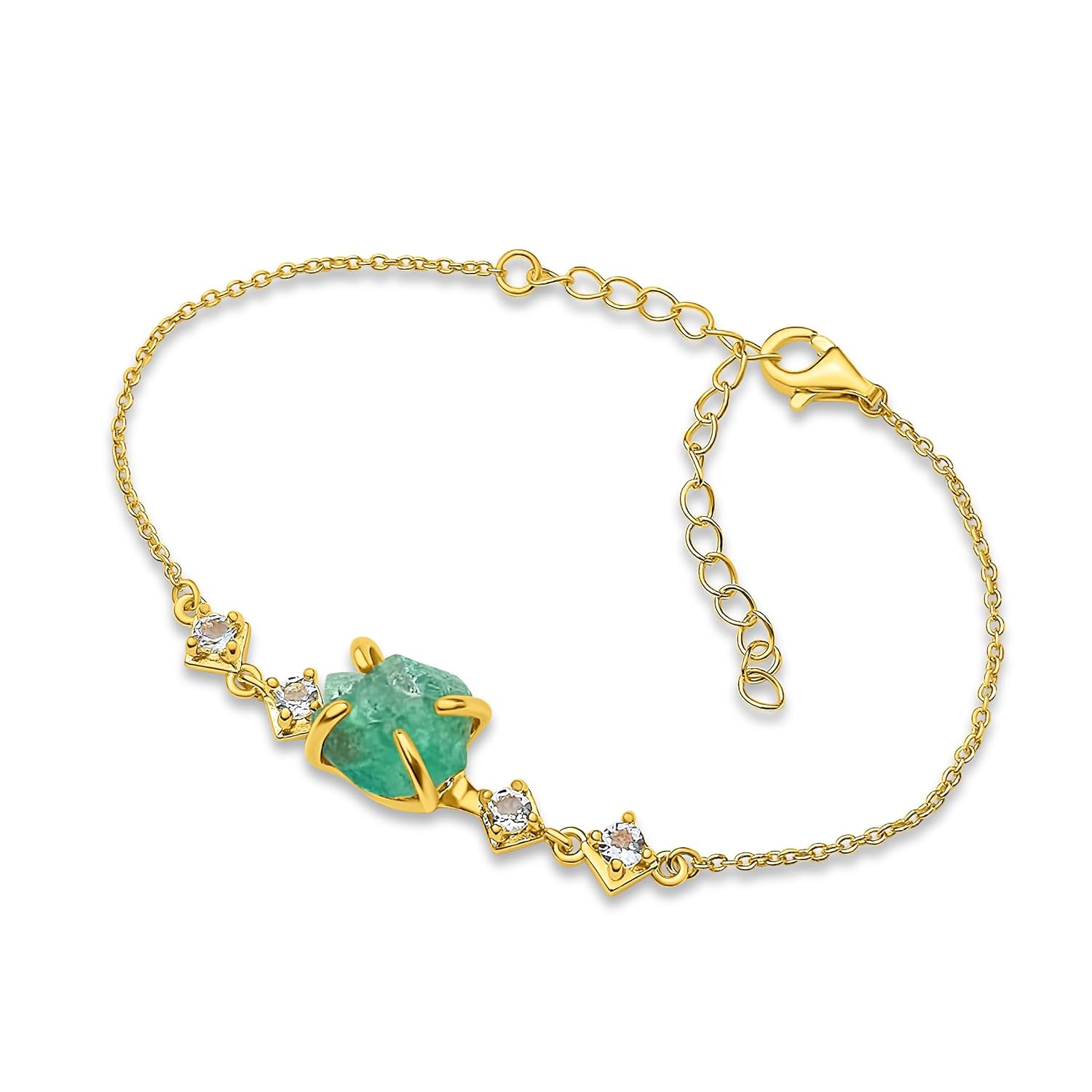 Raw Apatite Crystal Chain Bracelet for Unique Birthstone Gifts