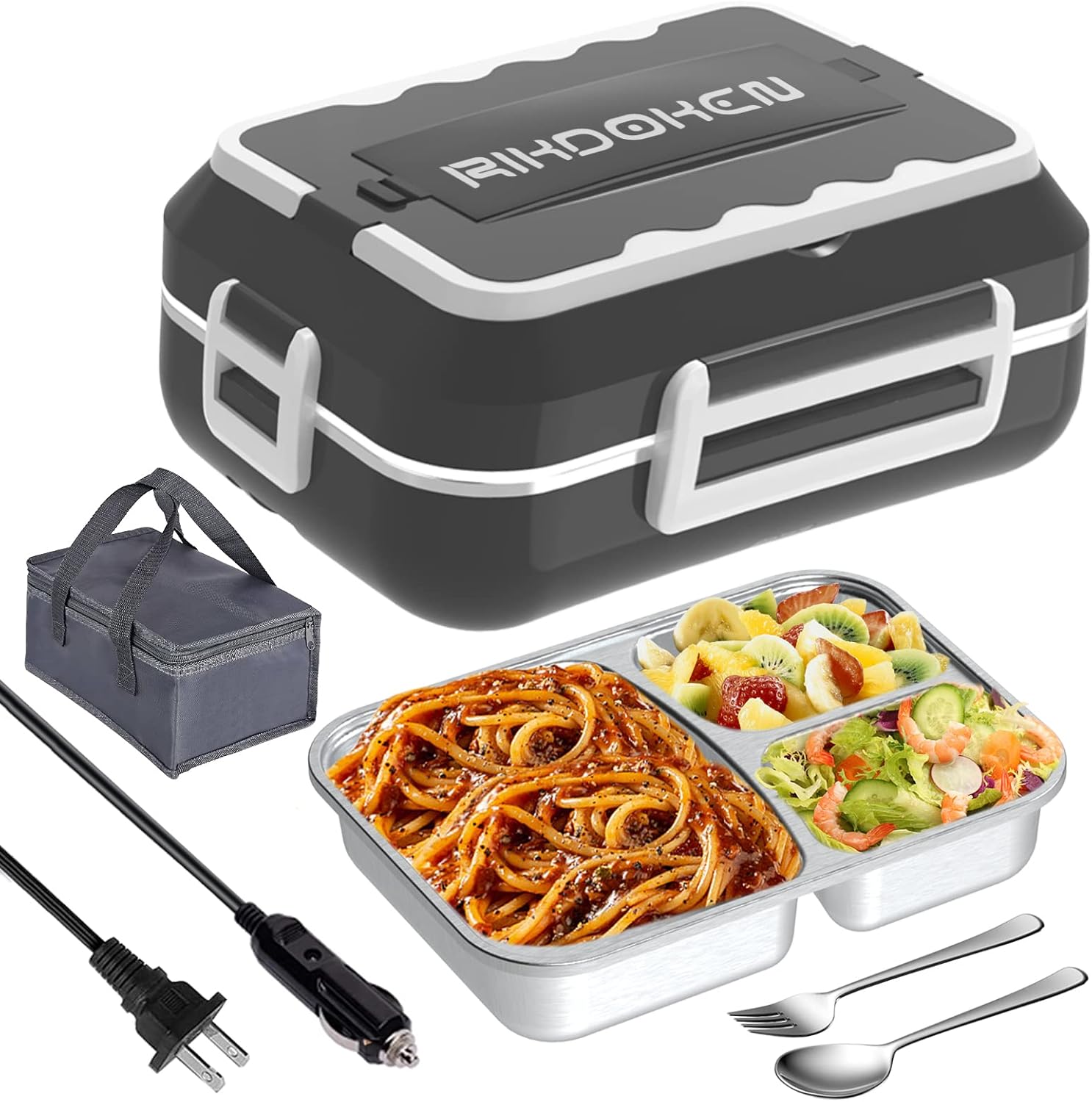 RIKDOKEN 60W Faster Heat Electric Lunch Box - Portable Food Warmer