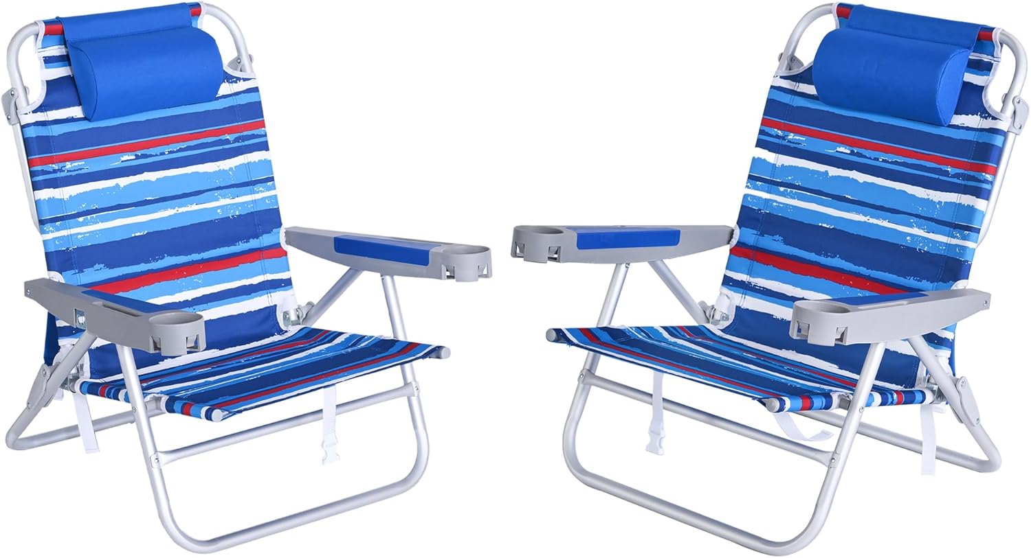 SUNNYFEEL Extra Wide Low Beach Chair 5 Position Lay Flat Comfort