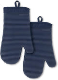 Ribbed Soft Silicone Oven Mitt 2-Pack, Ink Blue - Heat Safe