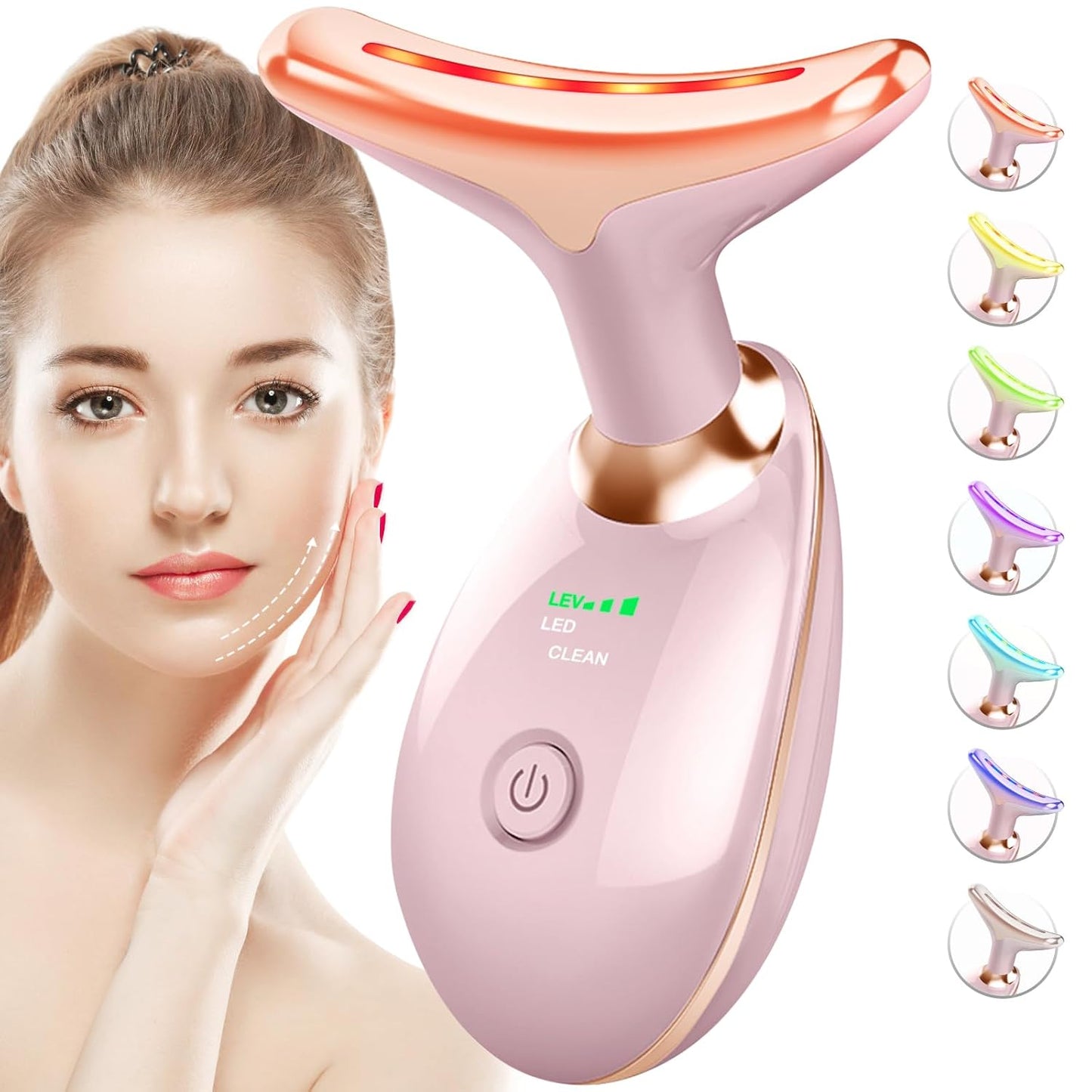 Red Light Therapy for Face and Neck - 7 Color Massager Tool