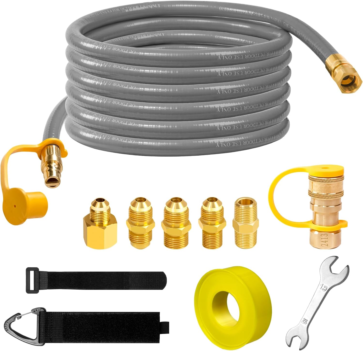 3/8 ID Natural Gas Hose 24FT Low Pressure LPG Hose Kit