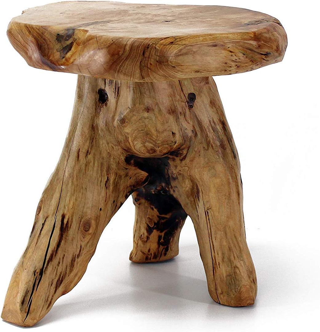 Natural Cedar Stump Stool for Living Room and Garden Use