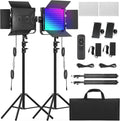 2-Pack RGB Photography Lighting Kit - Bi-Color 50W Studio Lights