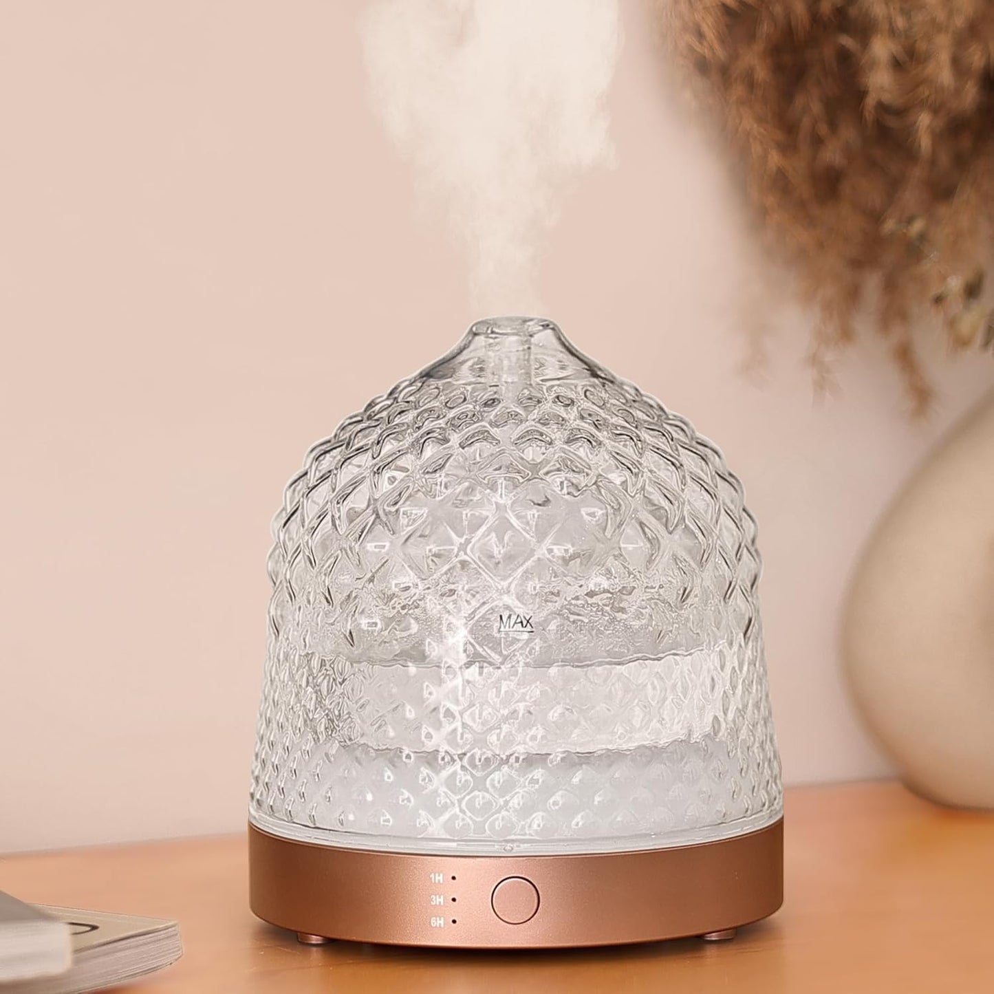 Levoair Glass Essential Oil Diffuser - 200ml Reservoir, Colorful Light, Timer