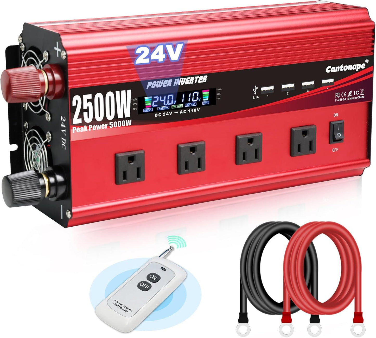 Cantonape 2500W Power Inverter for Car, Truck, RV, Boat