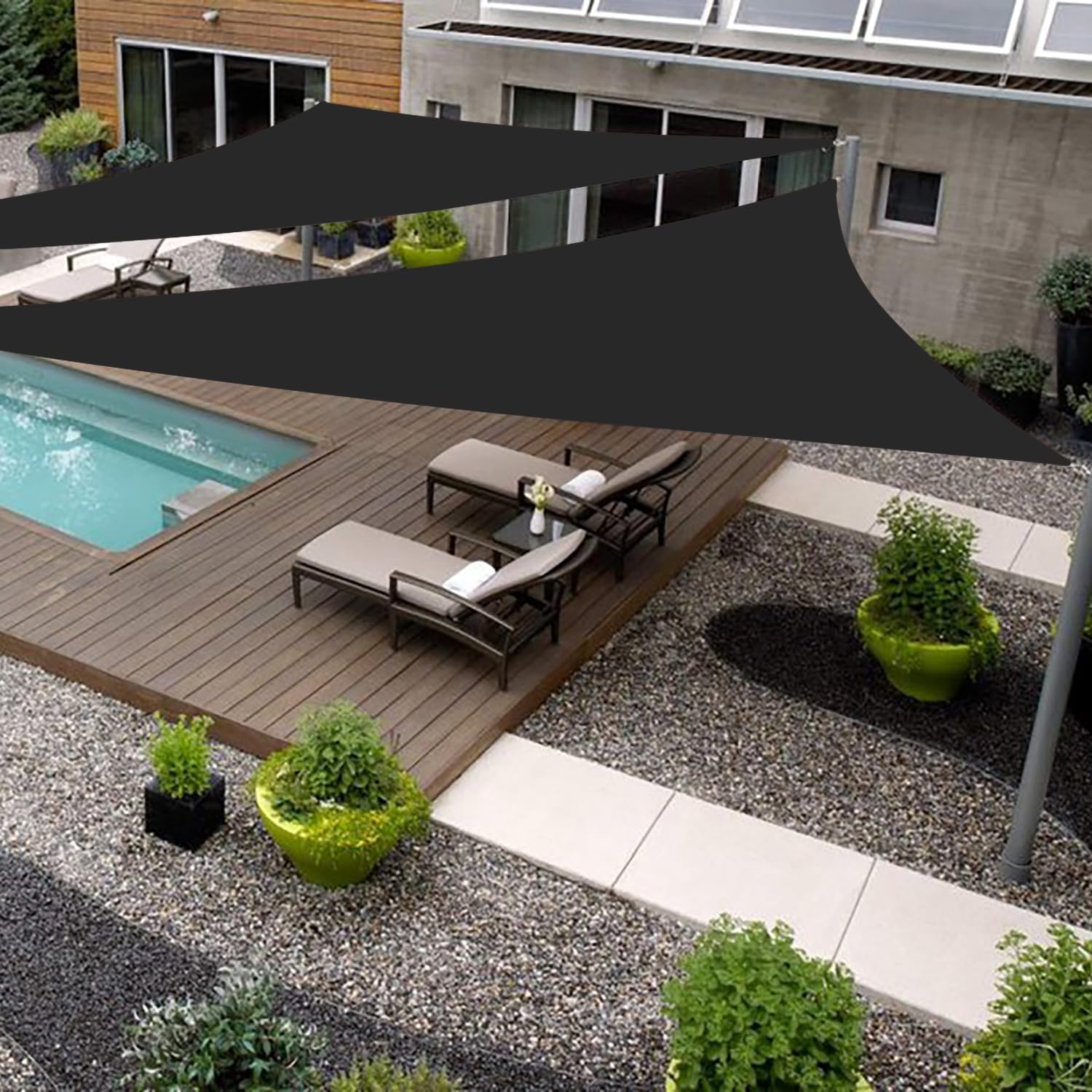 23ft x 24ft x 33.2ft Black Sun Shade Sail for Outdoor Spaces