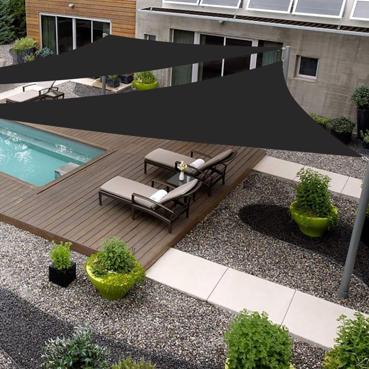 24ft x 24ft x 31ft Black Sun Shade Sail Canopy for Outdoor Use