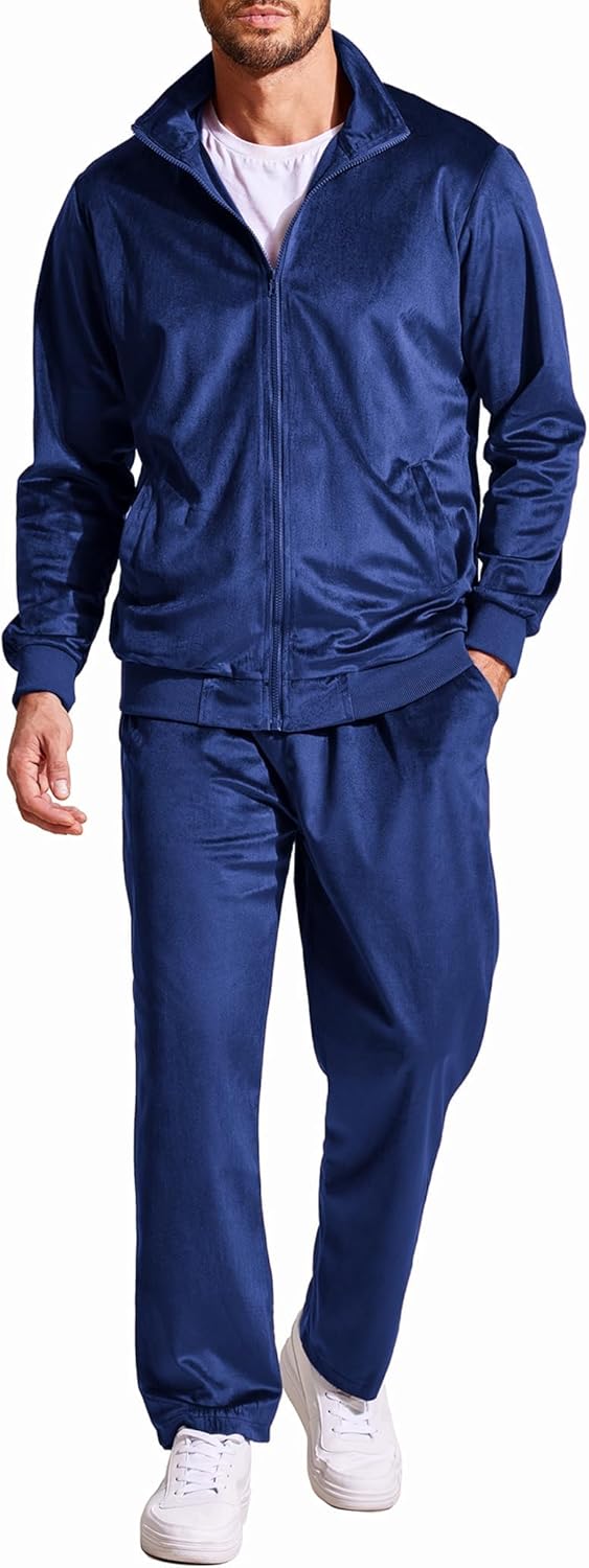 COOFANDY Mens 2 Piece Velour Tracksuit for Comfort and Style