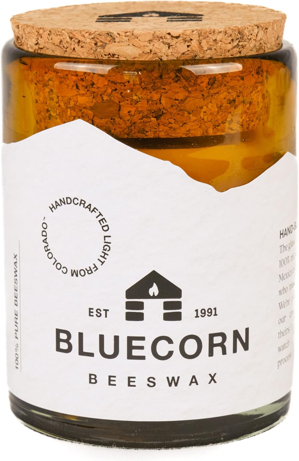 Pure Beeswax Candle in Amber Glass Jar for Cozy Ambience