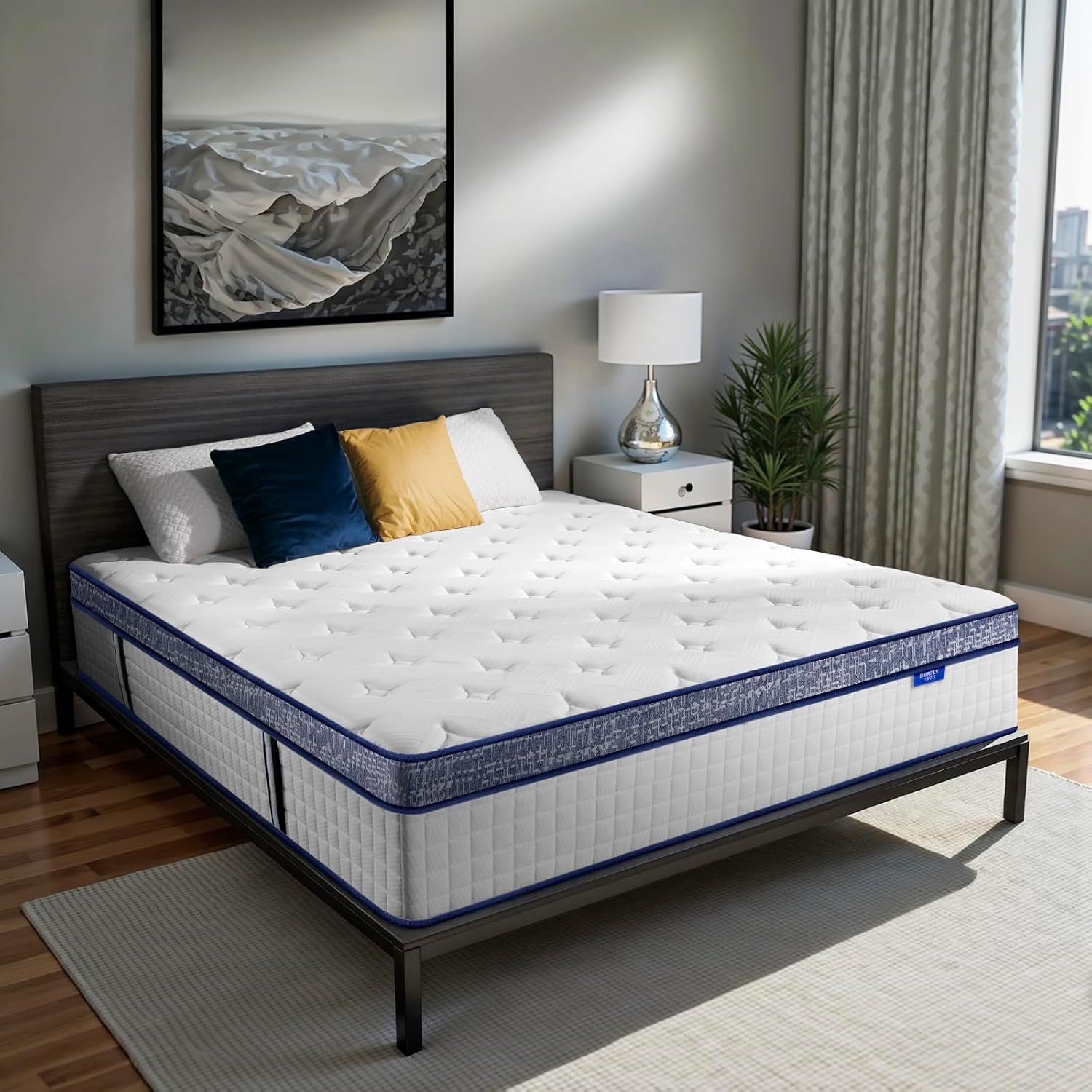 Queen Mattress 12 Inch Hybrid Memory Foam for All Sleep Positions