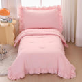 Pink Toddler Bedding Set 4-Piece Boho Tufted Comforter with Ruffles