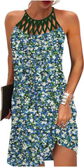Summer Dresses for Women Halter Neck A-line with Pockets - Lightweight