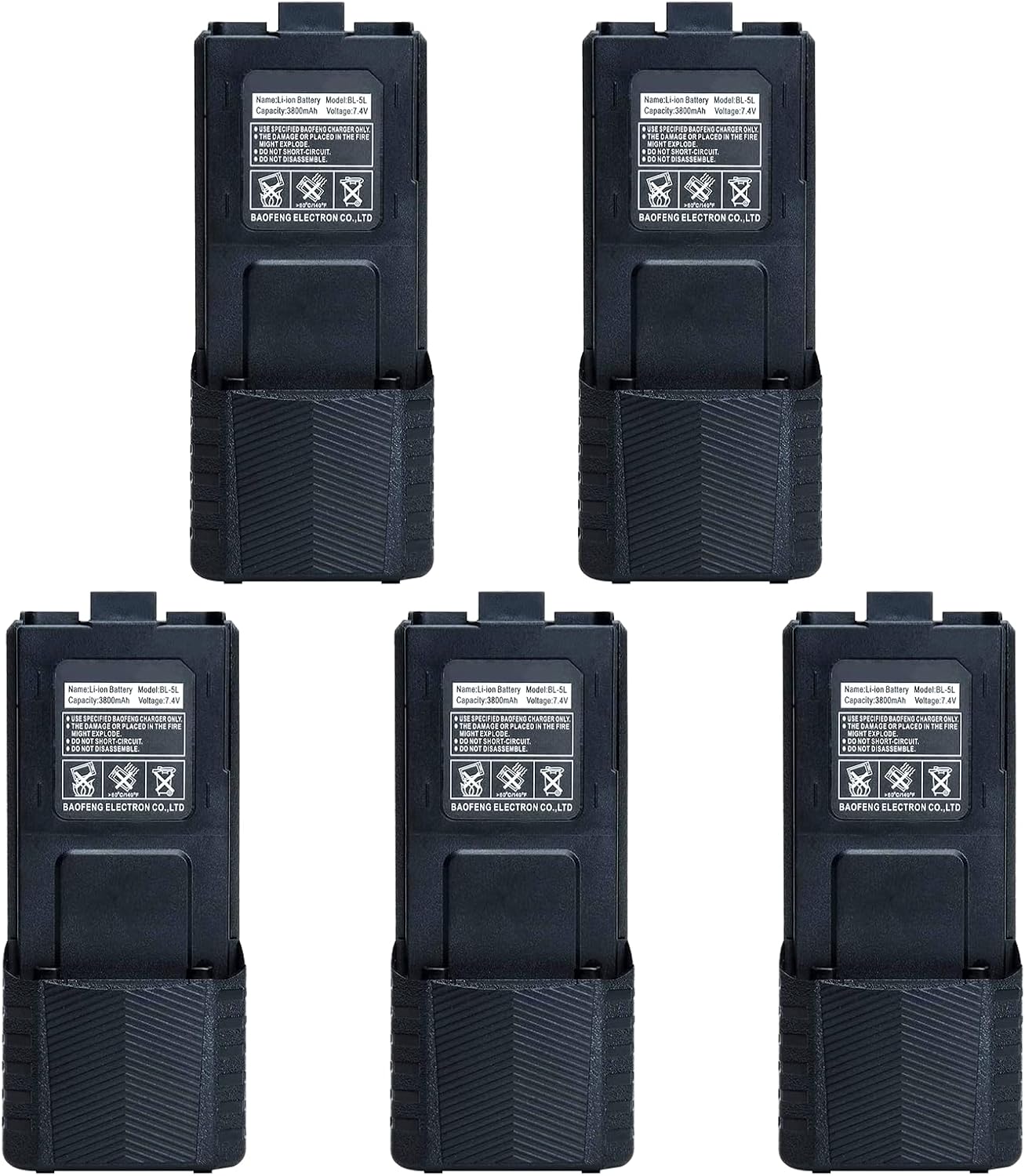 5-Pack UV-5R BL-5L 3800mAh Extended Battery for BaoFeng Radios