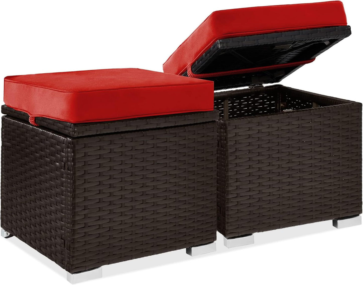 Wicker Ottomans Set of 2 for Outdoor Furniture and Storage