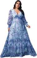Plus Size Womens V Neck Casual Floral Maxi Dress - Elegant Fit