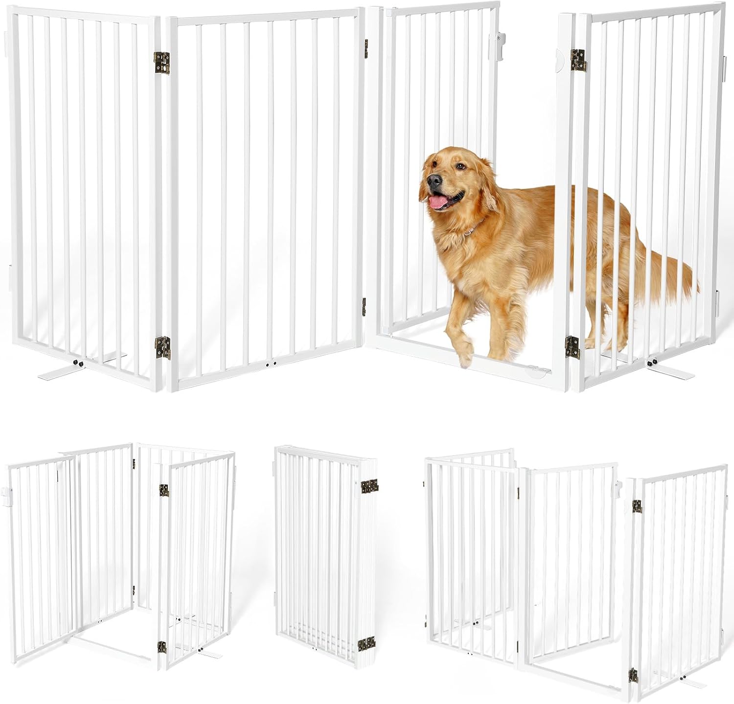 Metal Freestanding Dog Gates with Door for Indoor and Outdoor Use