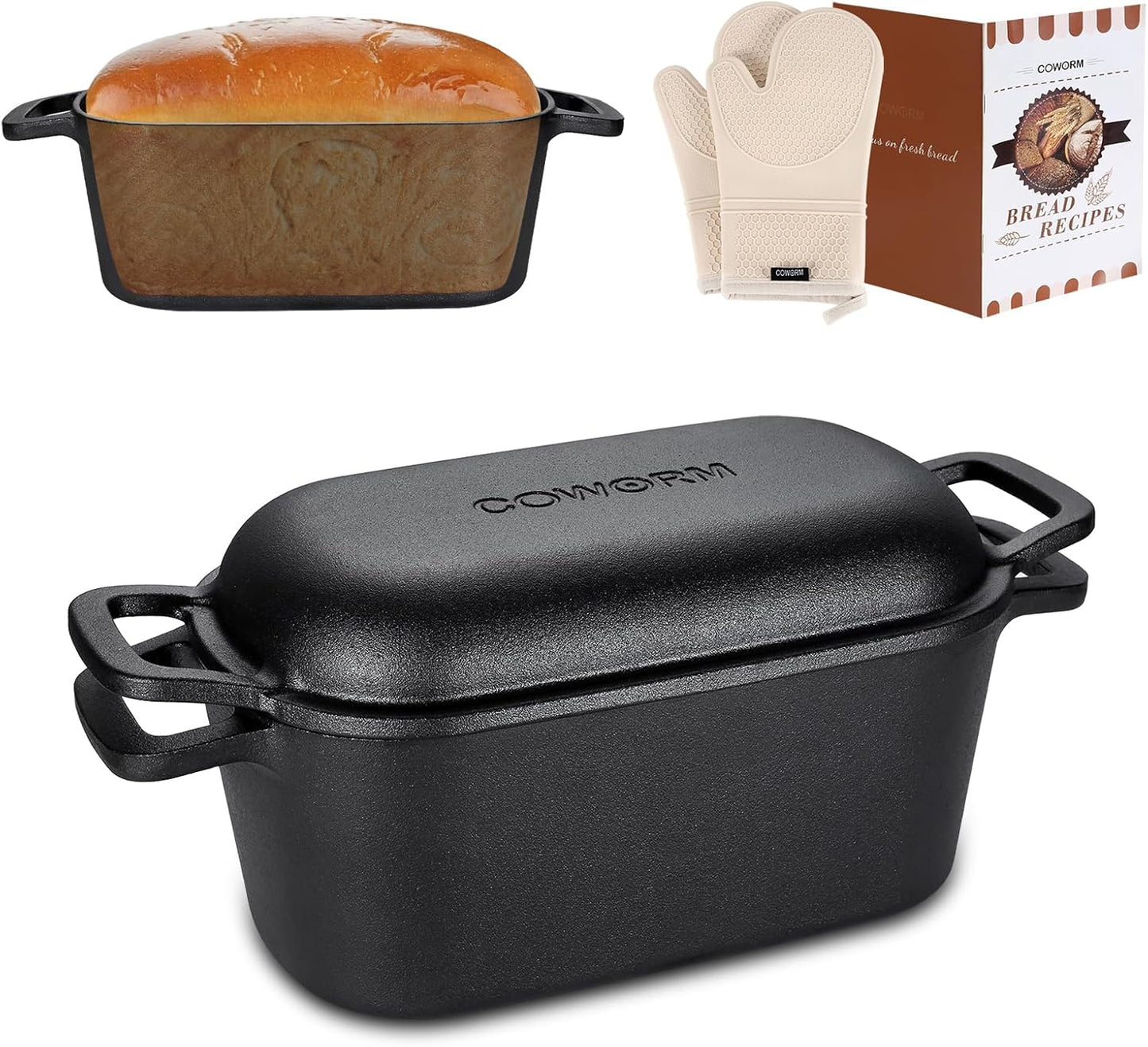 3.6QT Oval Dutch Oven for Bread Baking - Pre-Seasoned Cast Iron