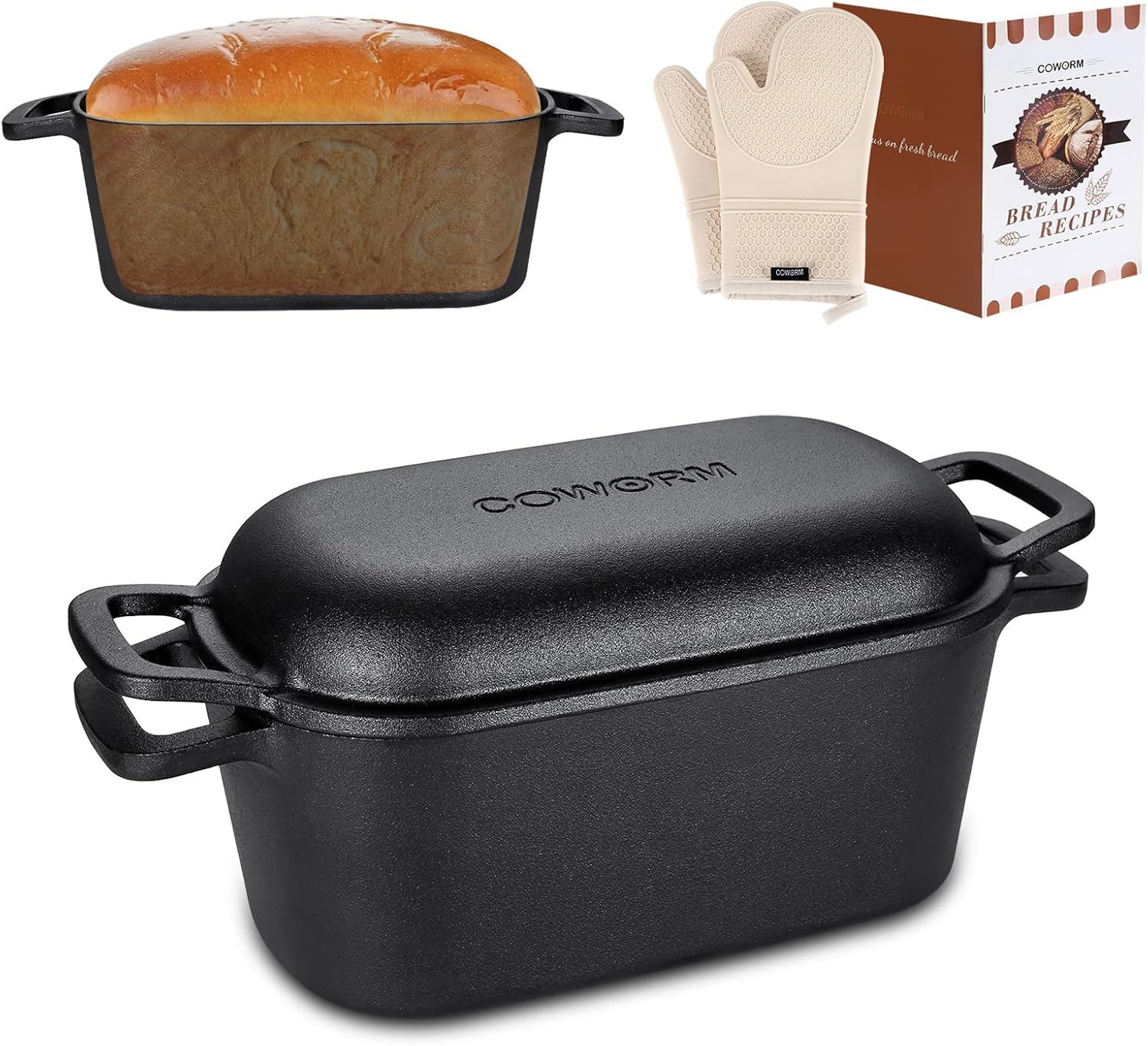 3.6QT Oval Dutch Oven for Bread Baking - Pre-Seasoned Cast Iron