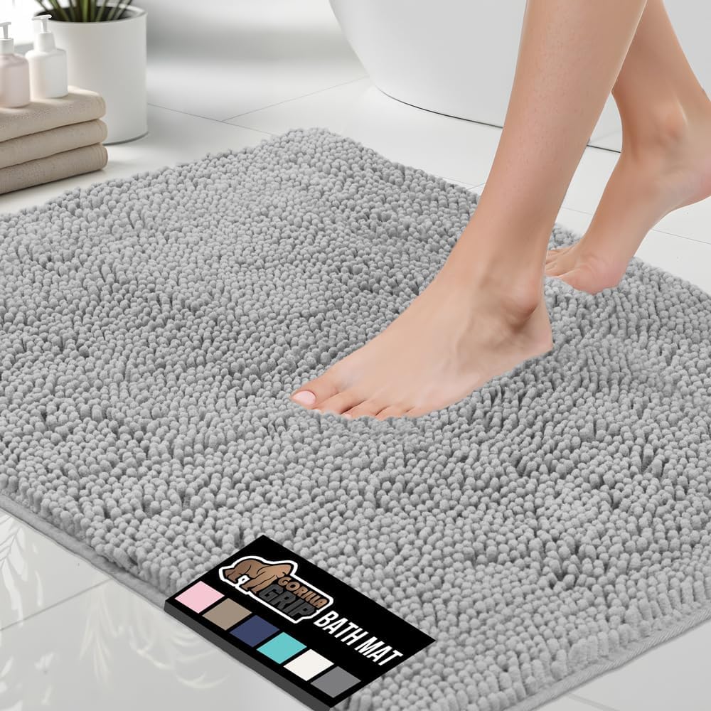 GORILLA GRIP Bath Rug Mat 44x26 Soft Absorbent Chenille Comfort