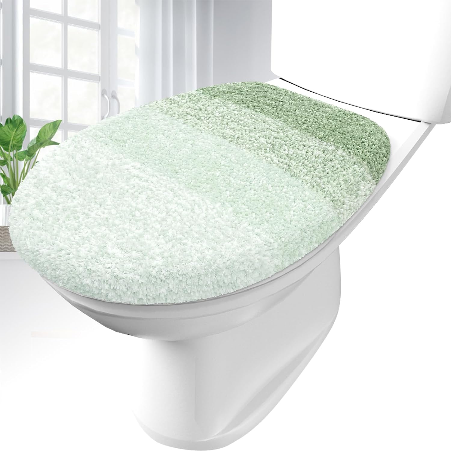 OLANLY Soft Microfiber Bathroom Toilet Lid Cover for Comfort