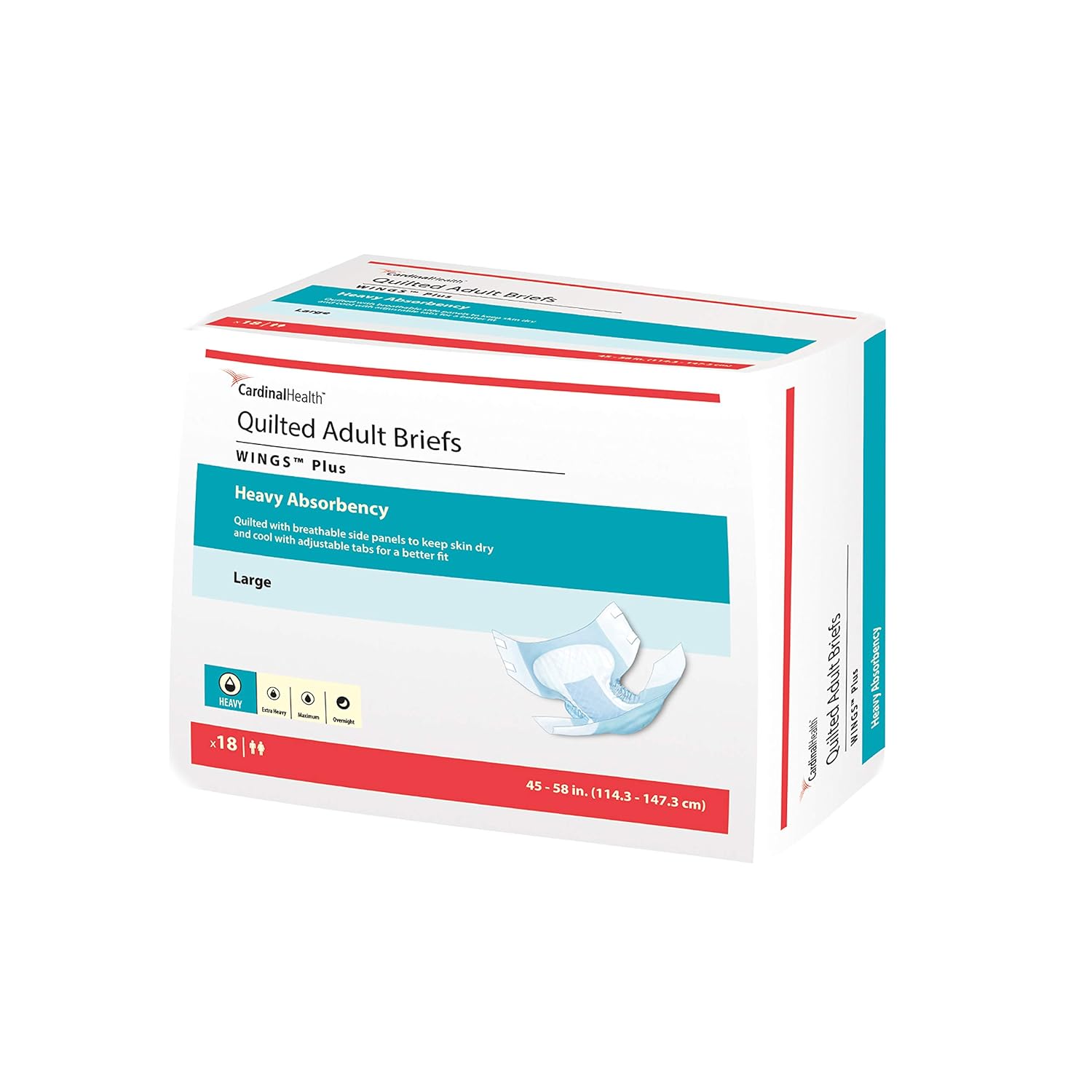 Cardinal Health Quilted Adult Briefs: Heavy Absorbency, Large - Case of 72