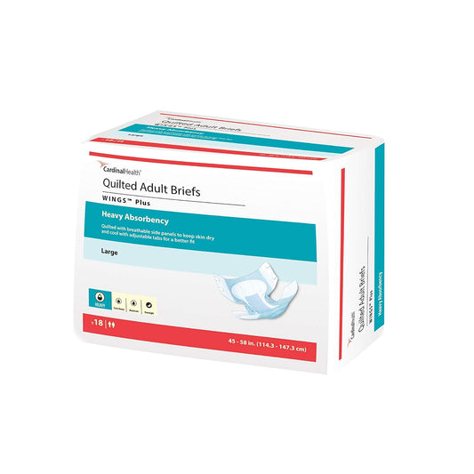 Cardinal Health Quilted Adult Briefs: Heavy Absorbency, Large - Case of 72