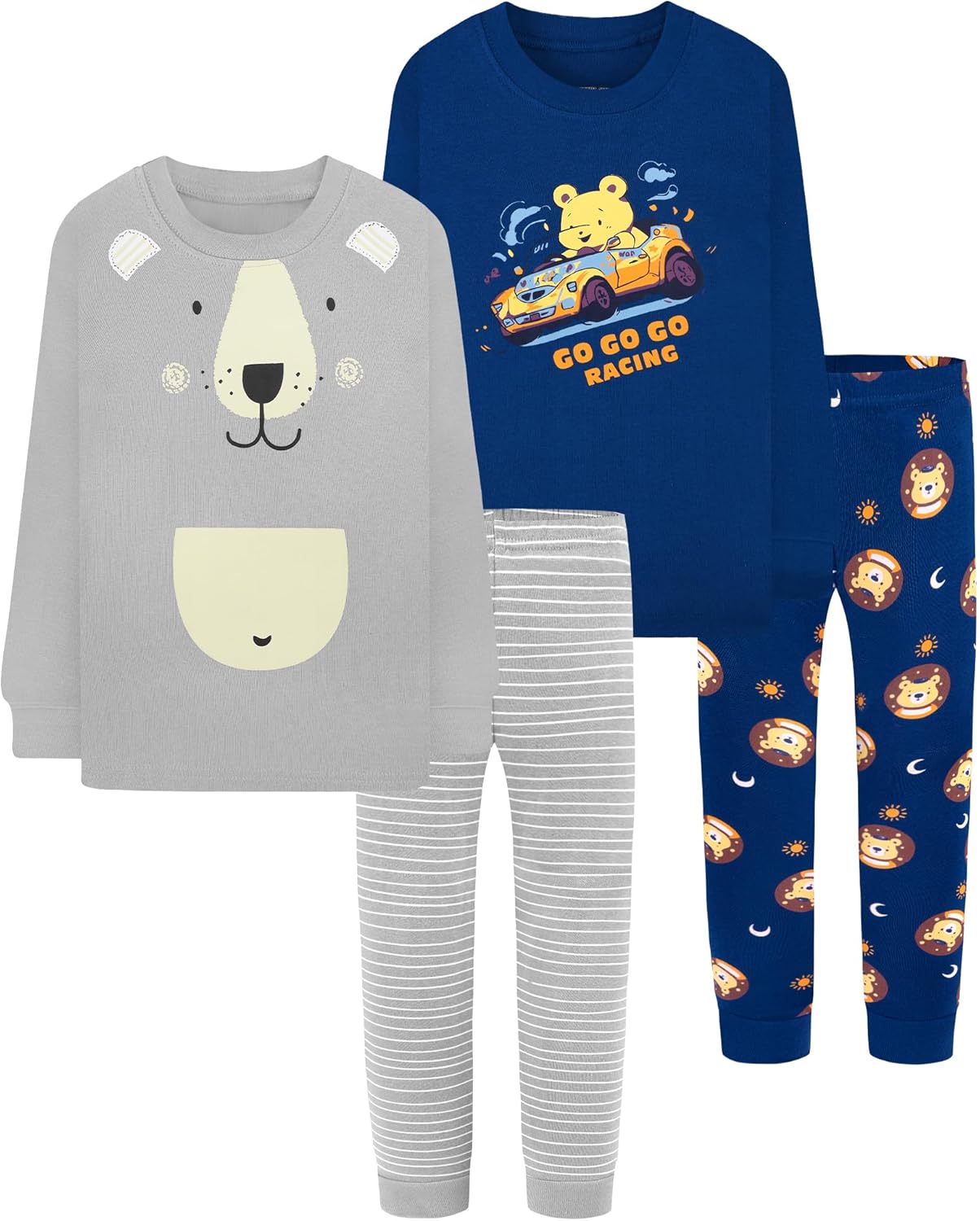 Boys Long Sleeve Pajamas Set 100% Cotton for Ages 18M-12Y