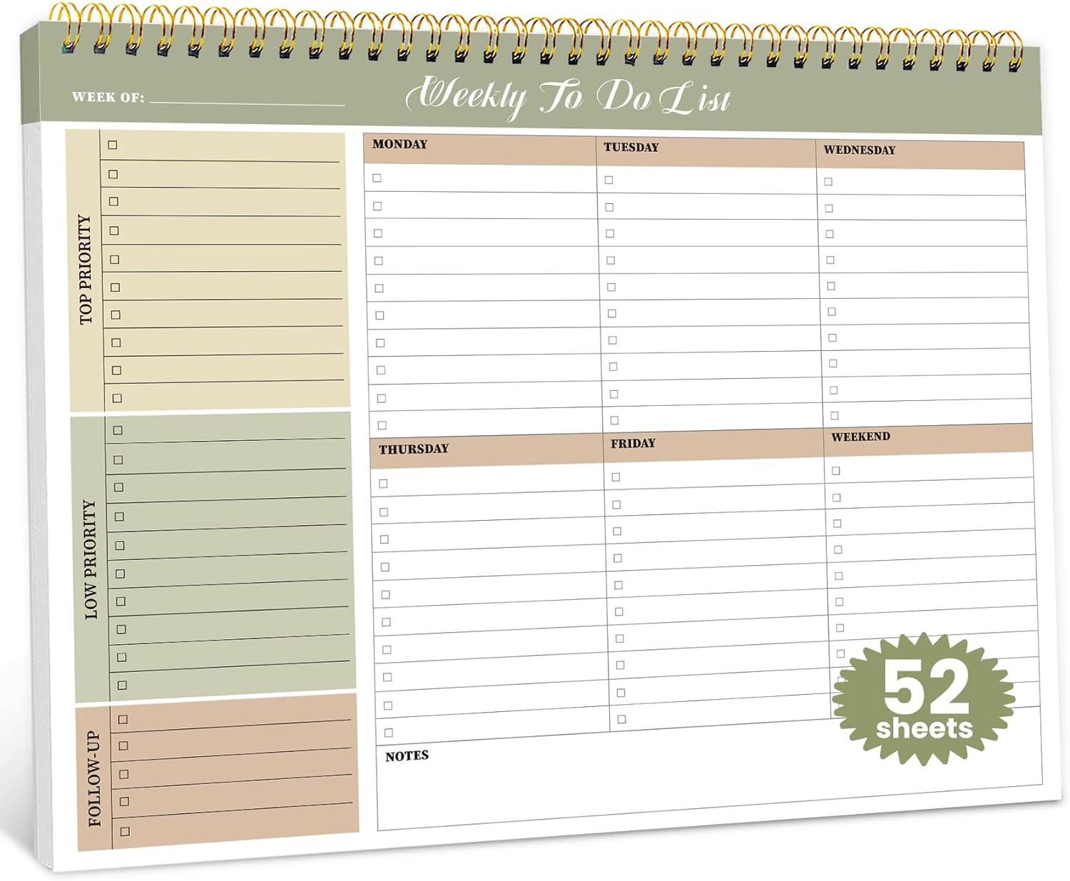ZOTIA Undated Weekly To-Do List Notepad - Organize Effortlessly!