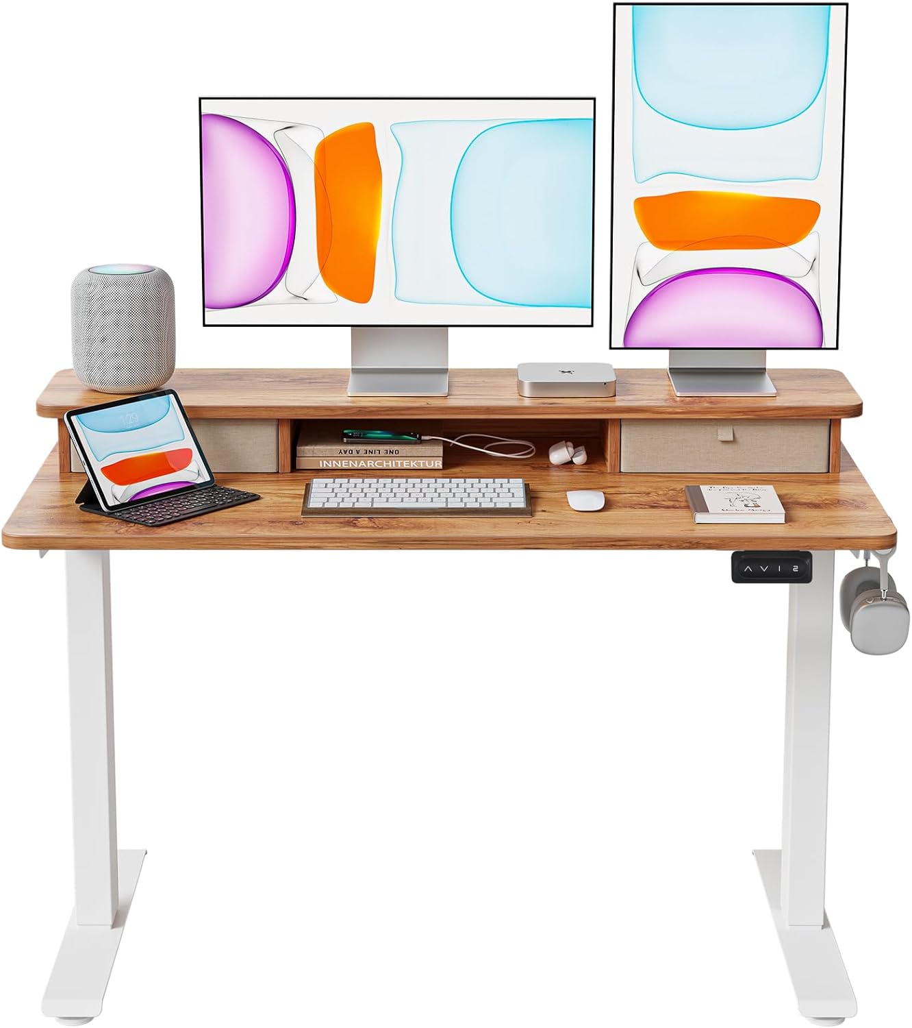BANTI Electric Standing Desk: Adjustable Height, Double Drawers