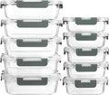 Glass Meal Prep Containers 10-Pack with Snap Lock Lids - Airtight