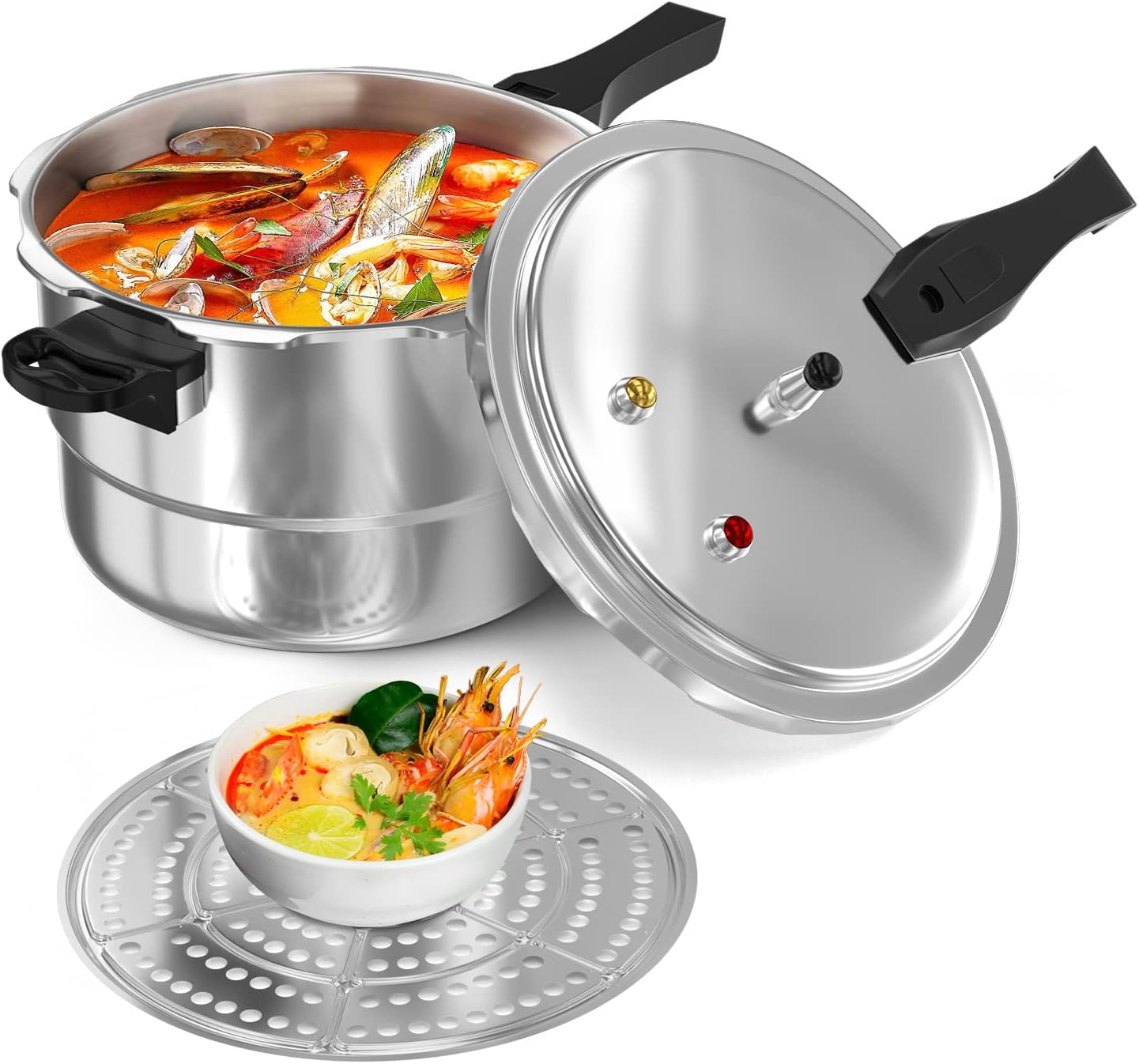 WantJoin 6Qt Aluminum Pressure Cooker with Safety Features