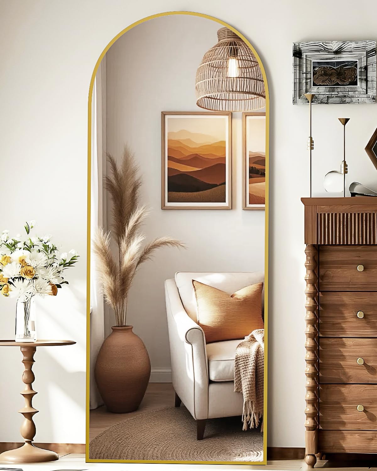 Elegant 58x19 Arched Full Length Mirror for Any Room