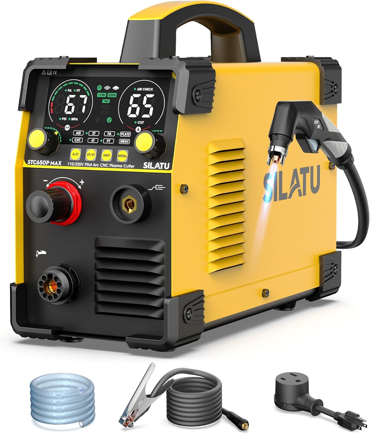SILATU Plasma Cutter with Blowback Pilot Arc and Digital Display