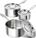Stainless Steel Saucepan Set 1QT 2QT 3QT - Versatile Tri-Ply Pots