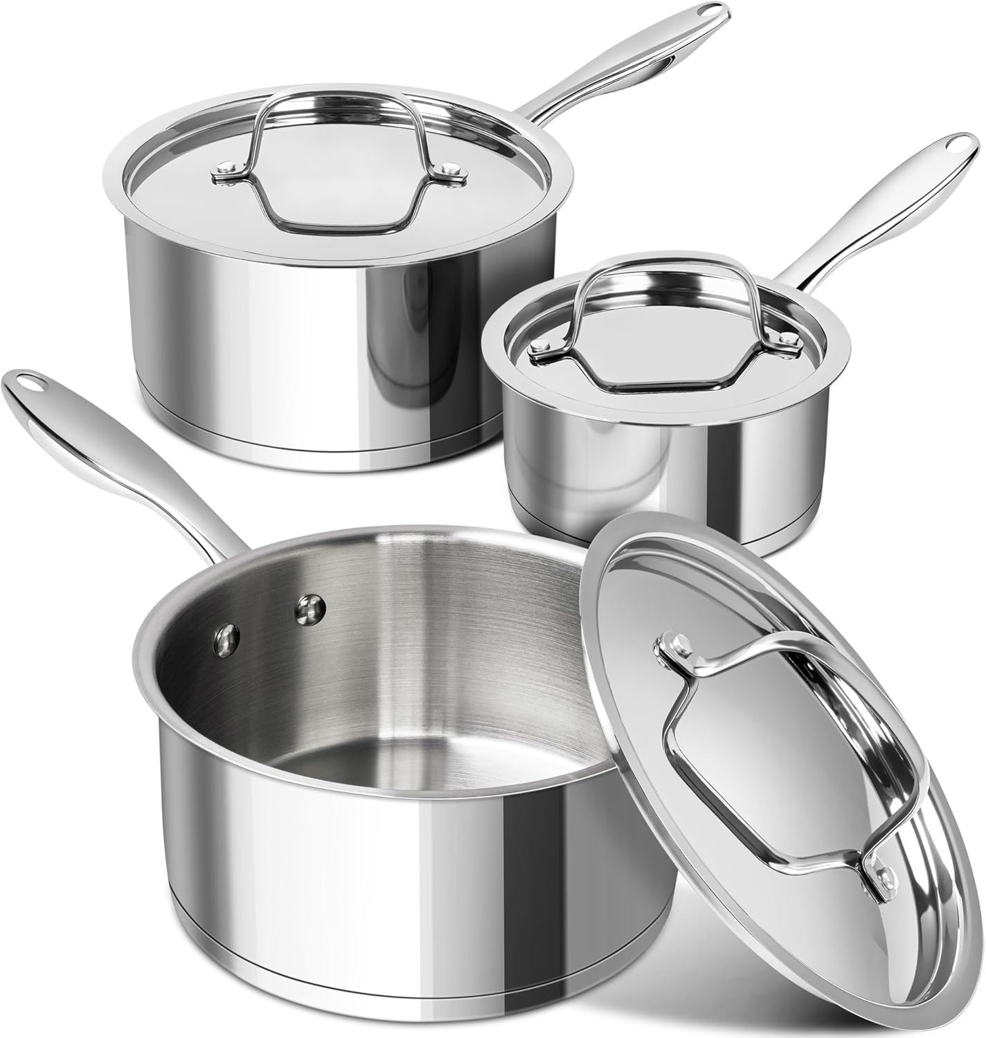 MICHELANGELO Stainless Steel Saucepan Set for Versatile Cooking