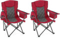 Portable Deluxe Folding Camp Quad Chair with Headrest & Cooler