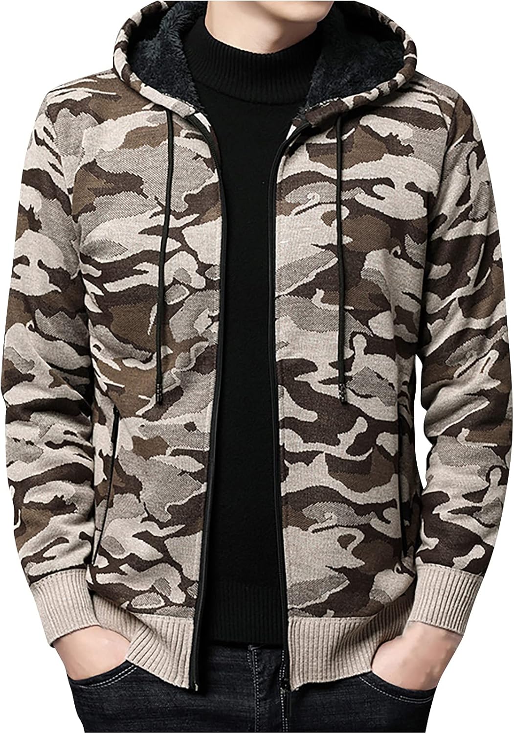 Camo Sherpa-Lined Hoodie for Men - Warmth & Style