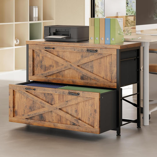 SEDETA Rustic Brown 2 Drawer Lateral File Cabinet