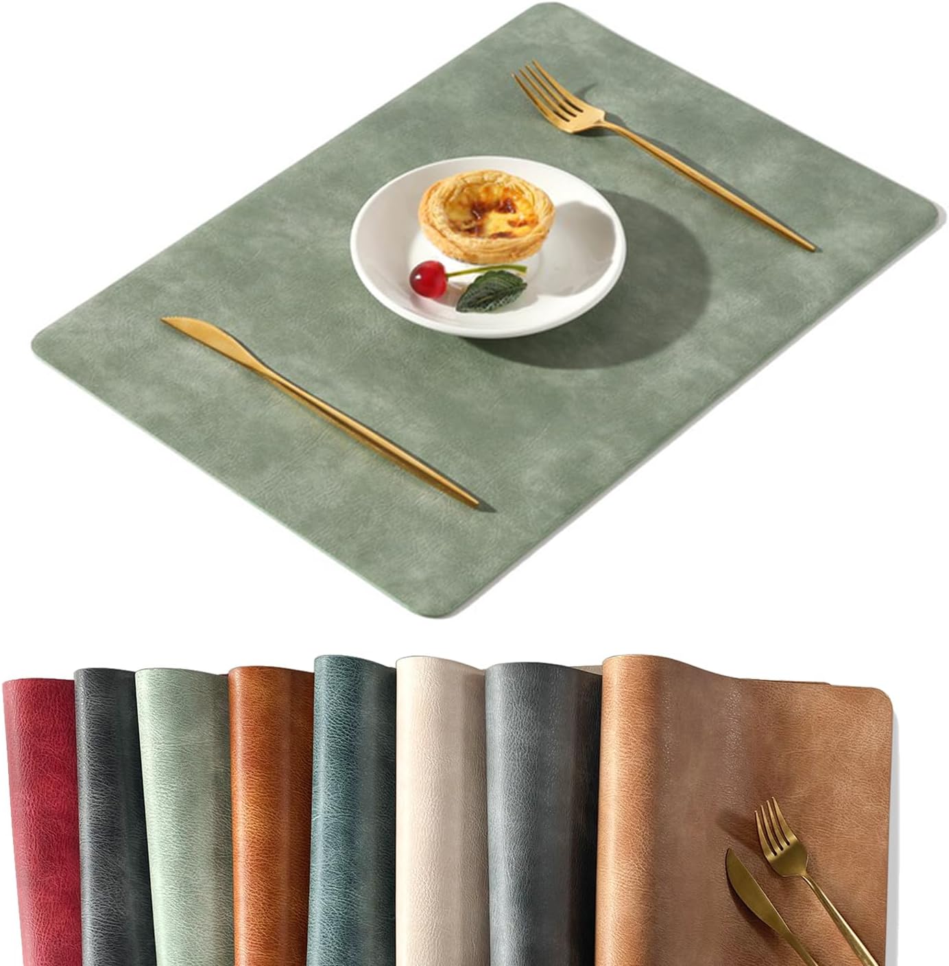 UnivoColors Washed Cowhide Pattern PU Leather Placemats Set of 8