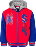 Spider-Man French Terry Varsity Zip Up Bomber Jacket for Kids
