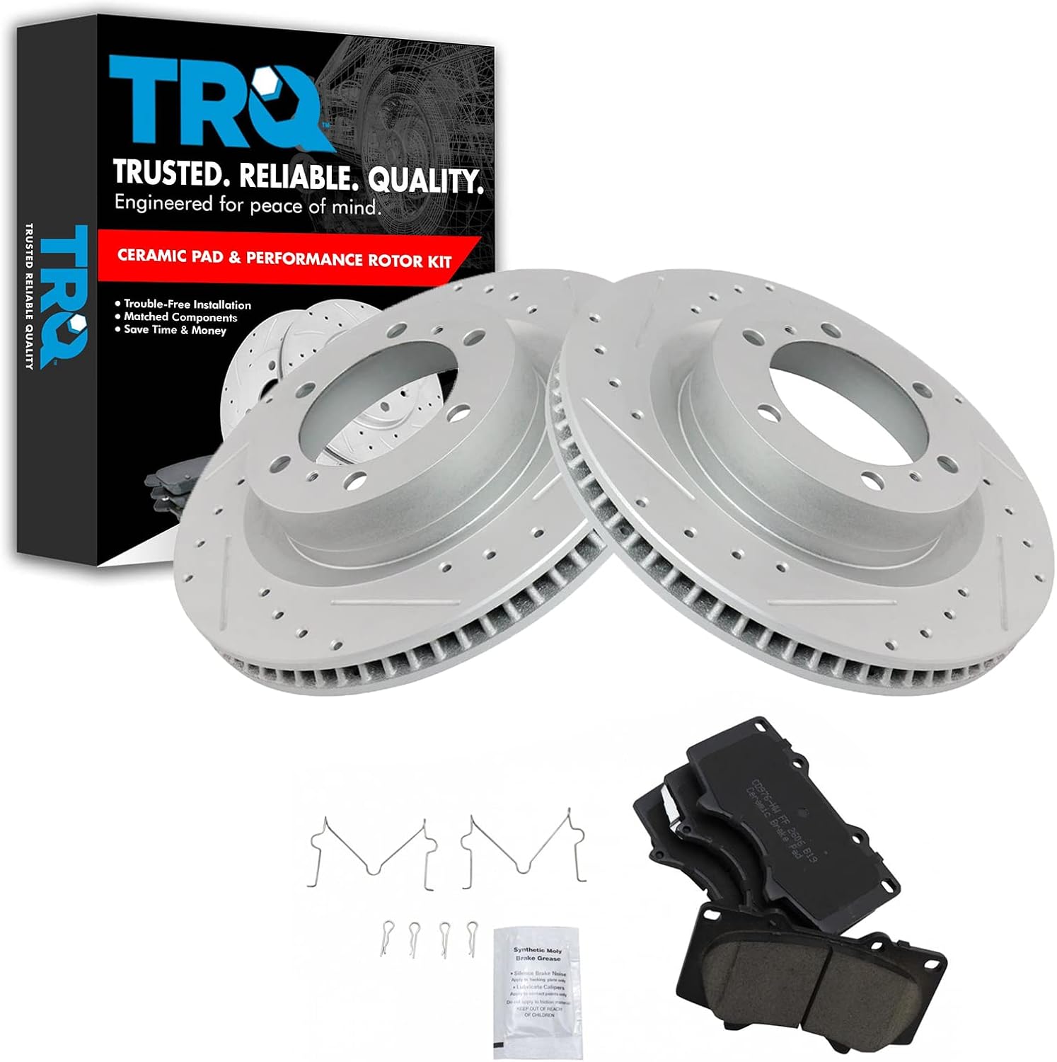 TRQ Front Performance Brake Pad & Rotor Kit for Lexus GX460